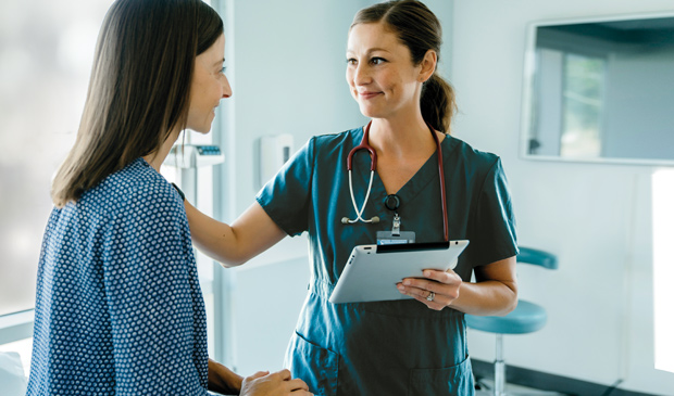 Provider and patient talking