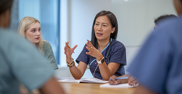 Nurse in a classroom setting